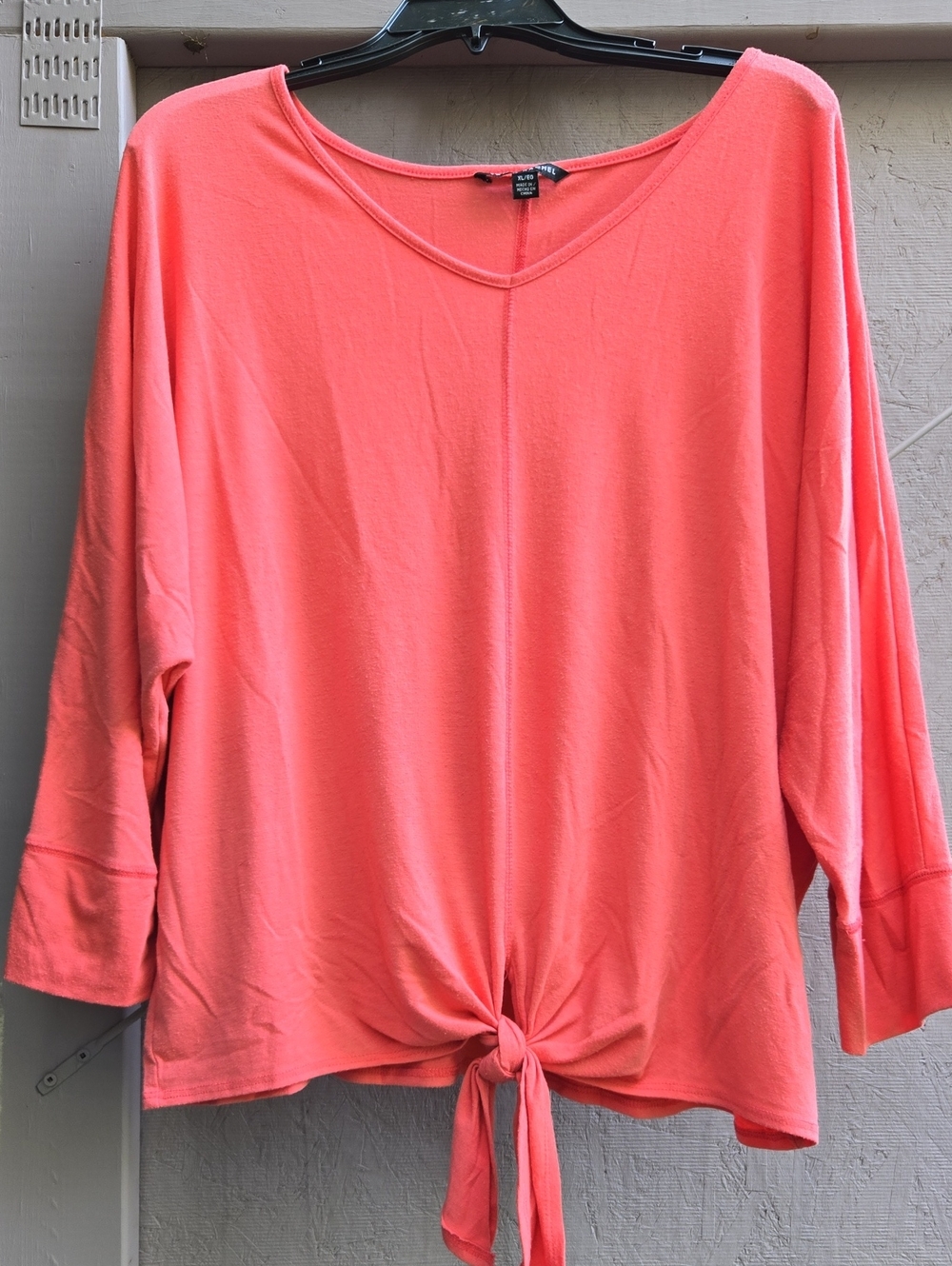 Zac & Rachel Coral Tie-Front Long Sleeve Tunic